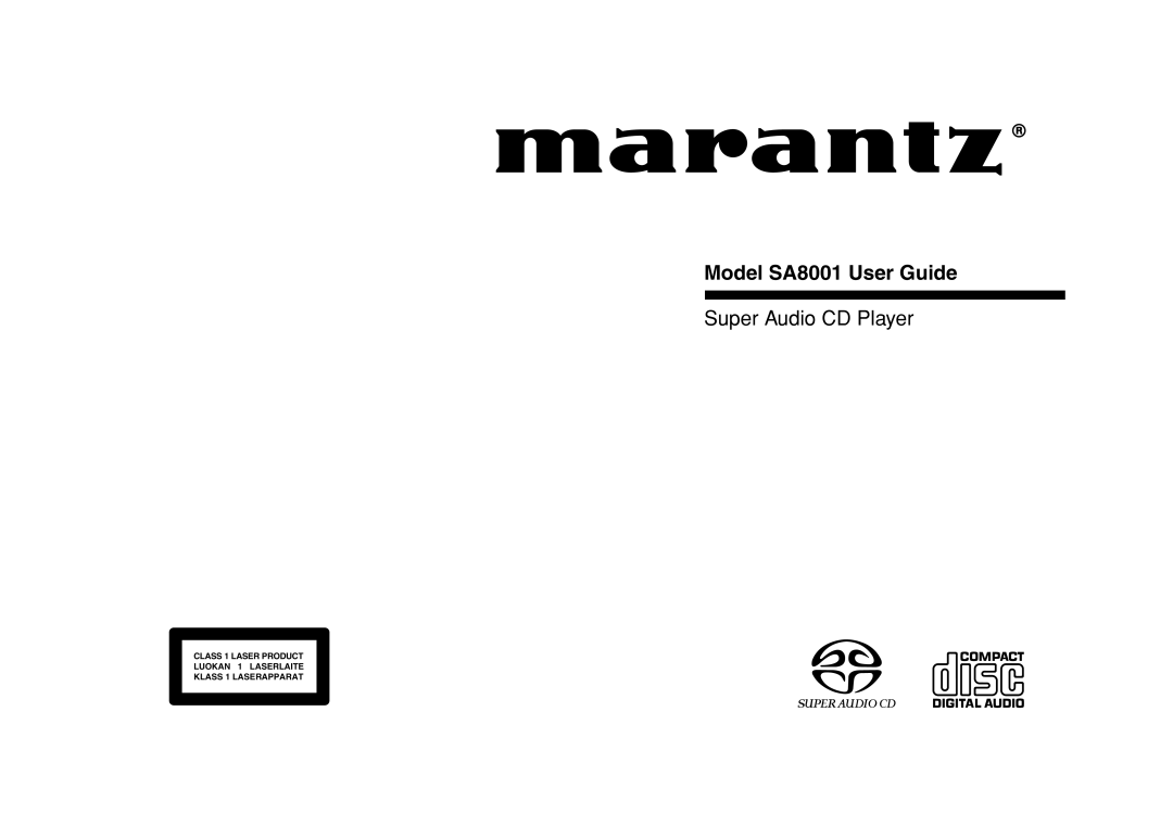 Marantz manual Model SA8001 User Guide 