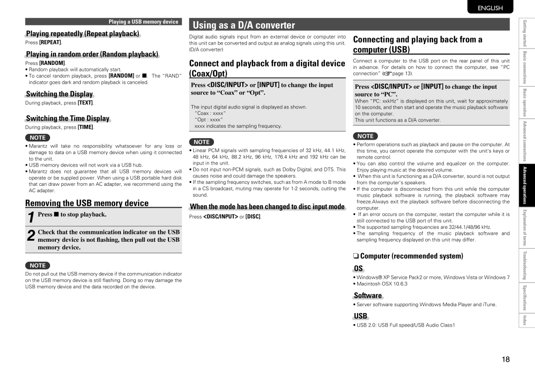 Marantz SA8004 manual Using as a D/A converter, Connect and playback from a digital device Coax/Opt 