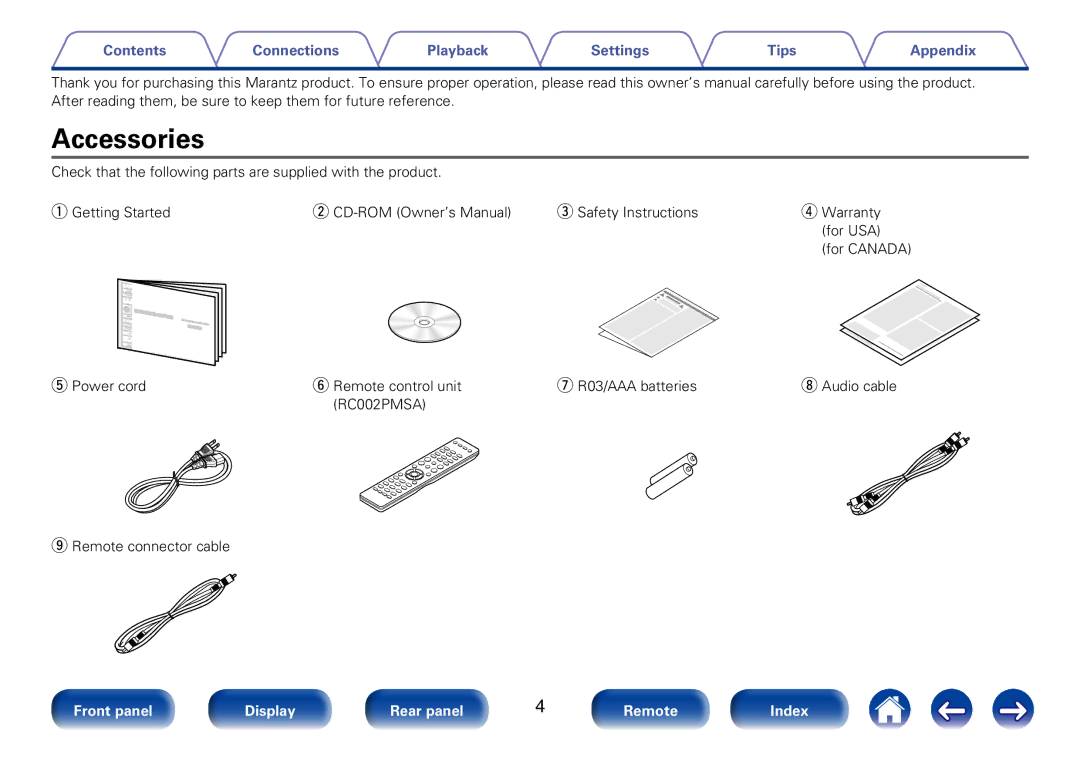 Marantz SA8005 appendix Accessories 