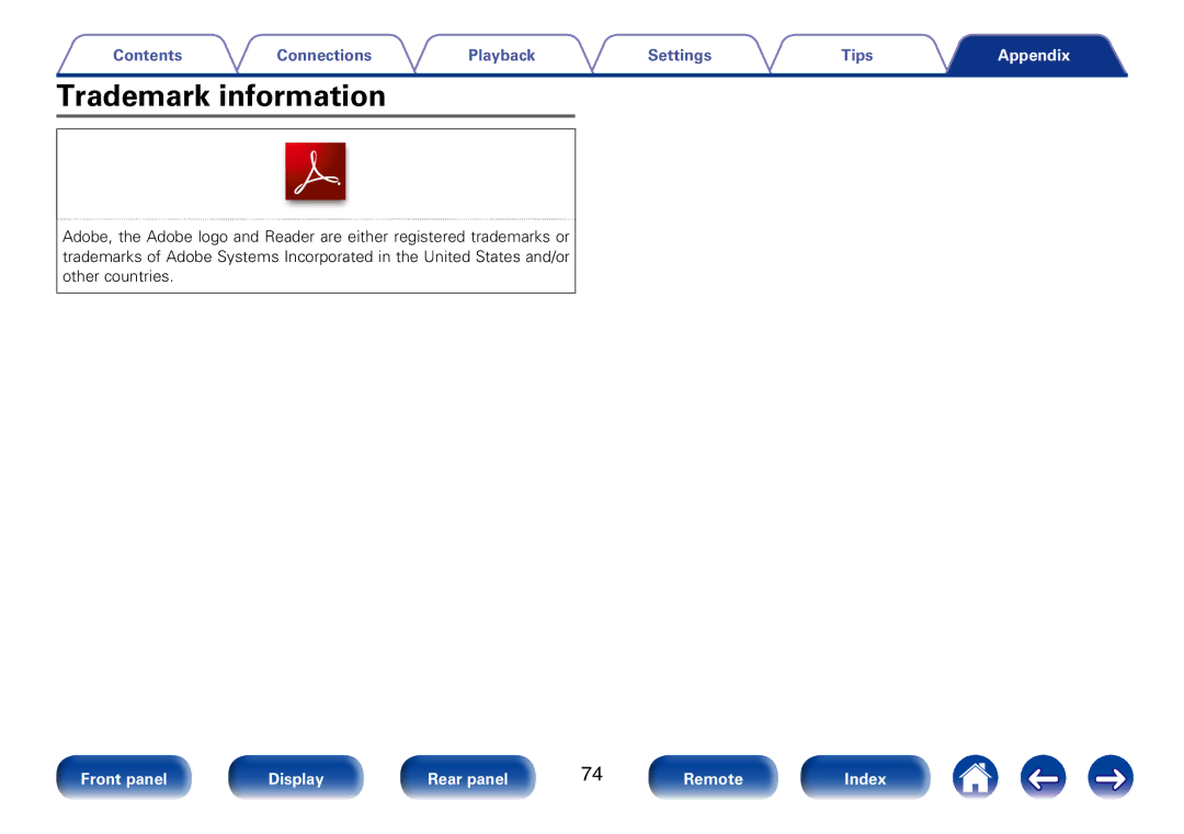 Marantz SA8005 appendix Trademark information 