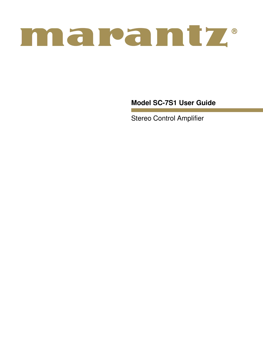 Marantz manual Model SC-7S1 User Guide 