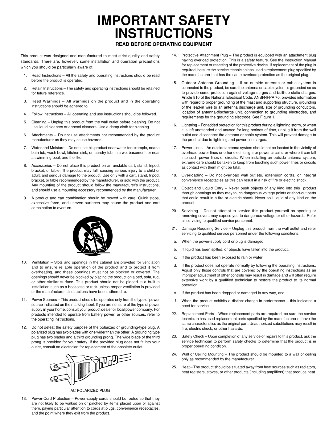 Marantz SC-7S1 manual Important Safety Instructions 