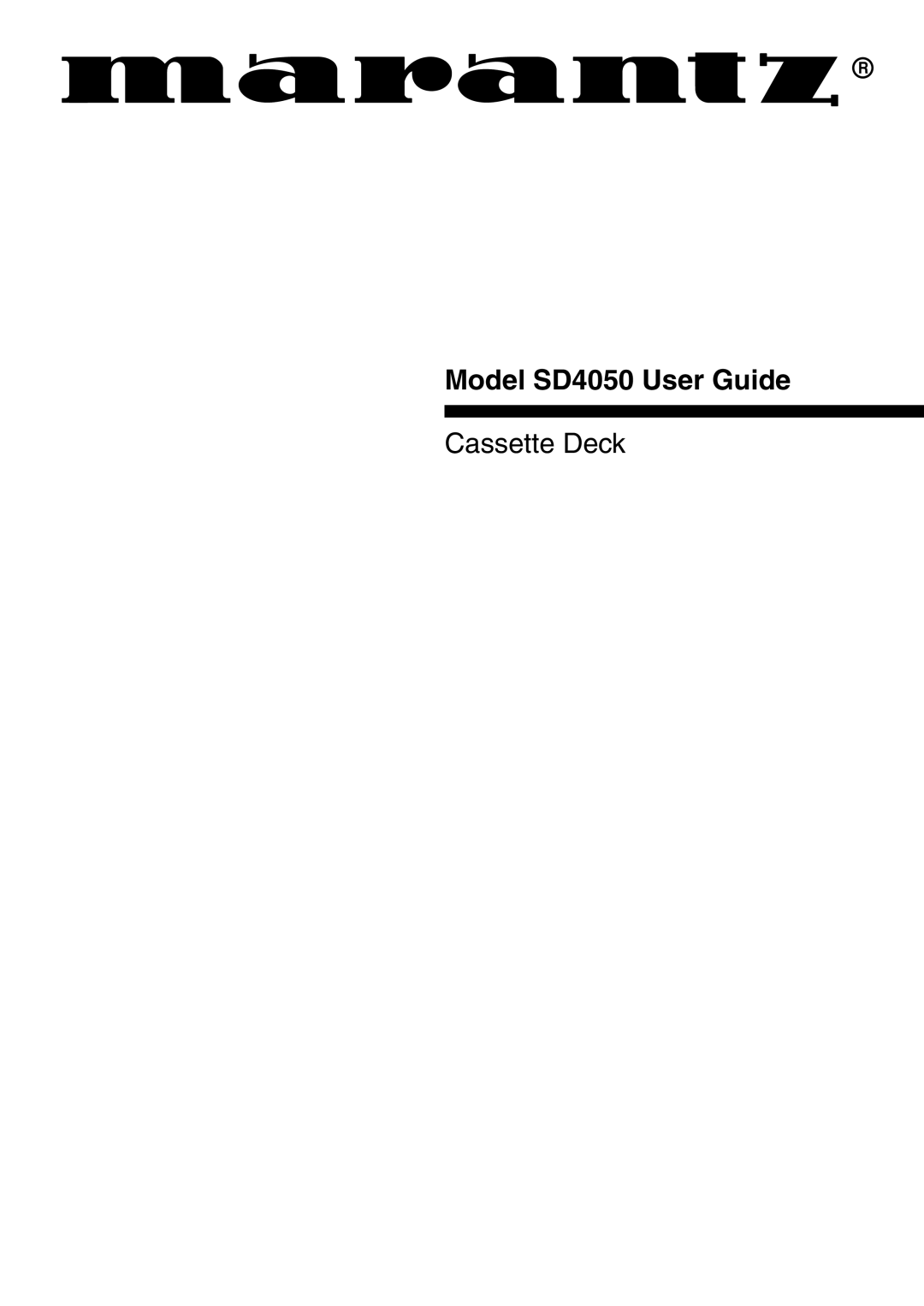 Marantz manual Model SD4050 User Guide 