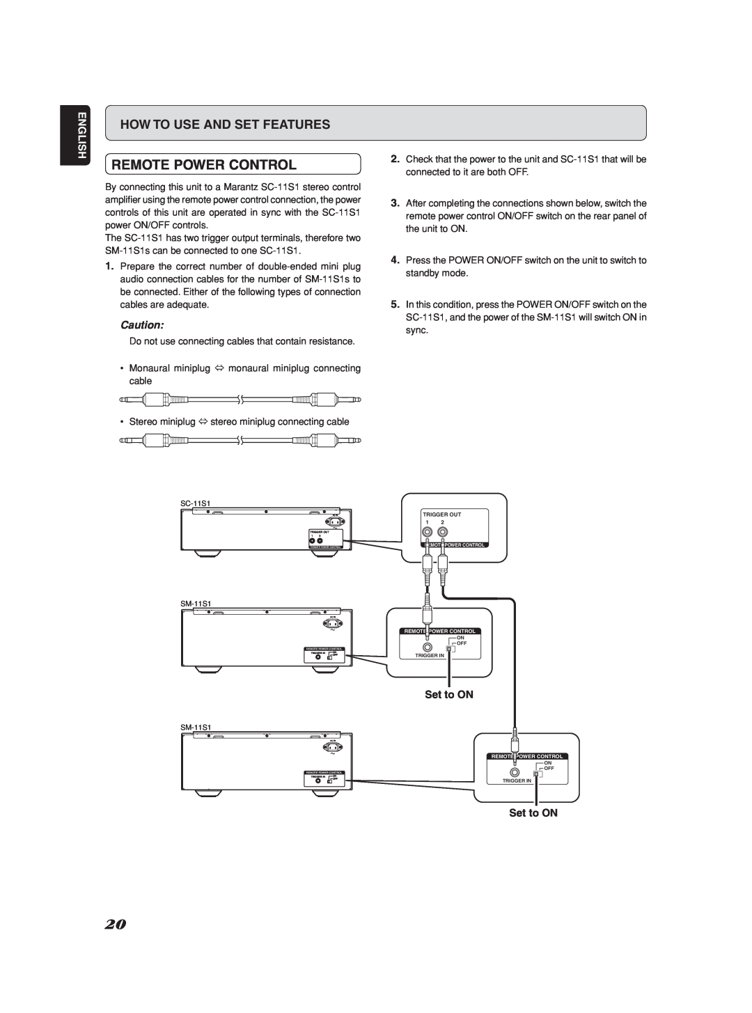 Marantz SM-1151 manual Remote Power Control, How To Use And Set Features 
