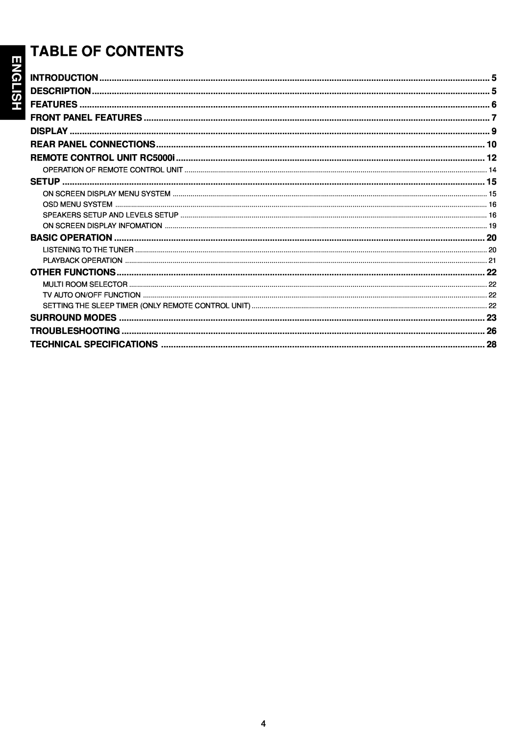 Marantz SR-14EX manual Table Of Contents, English 