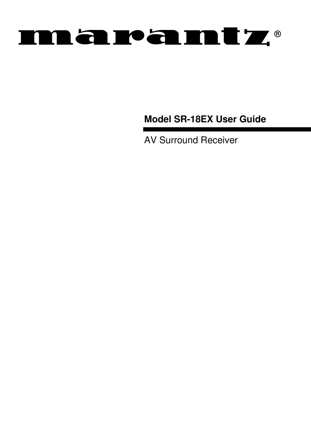 Marantz manual Model SR-18EX User Guide 