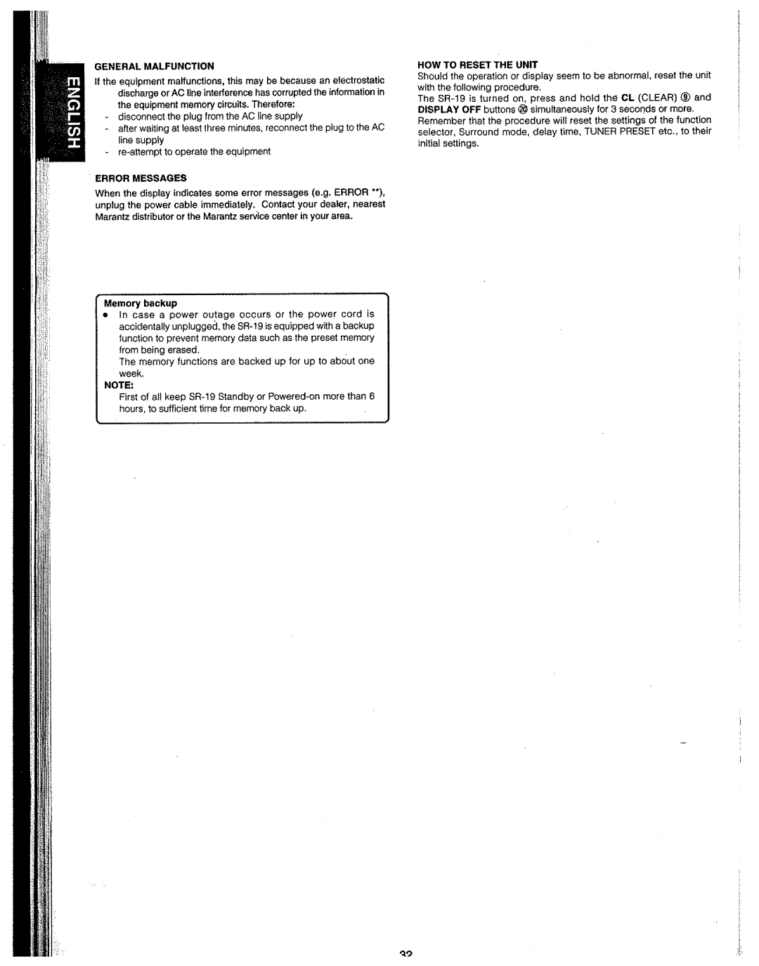 Marantz SR-19 manual 