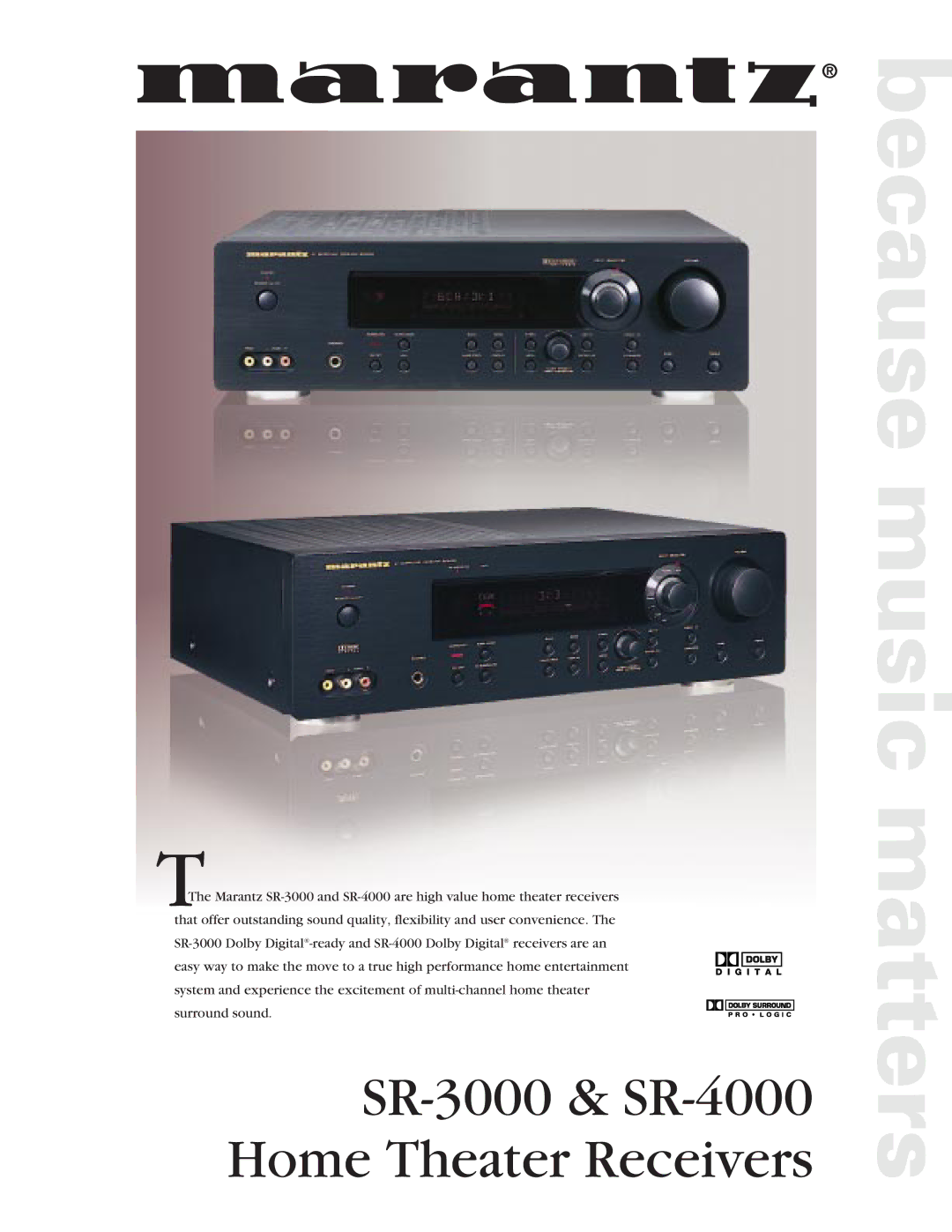 Marantz manual SR-3000 & SR-4000 Home Theater Receivers 