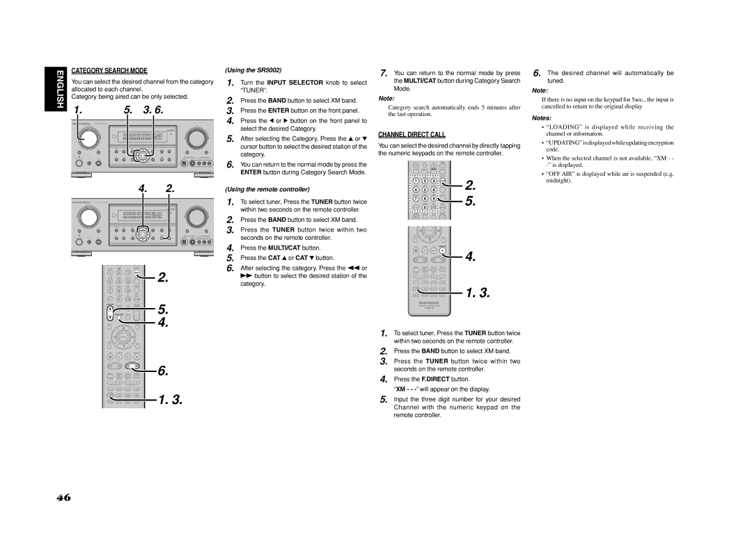 Marantz SR4002/SR5002 manual Category Search Mode, Channel Direct Call 