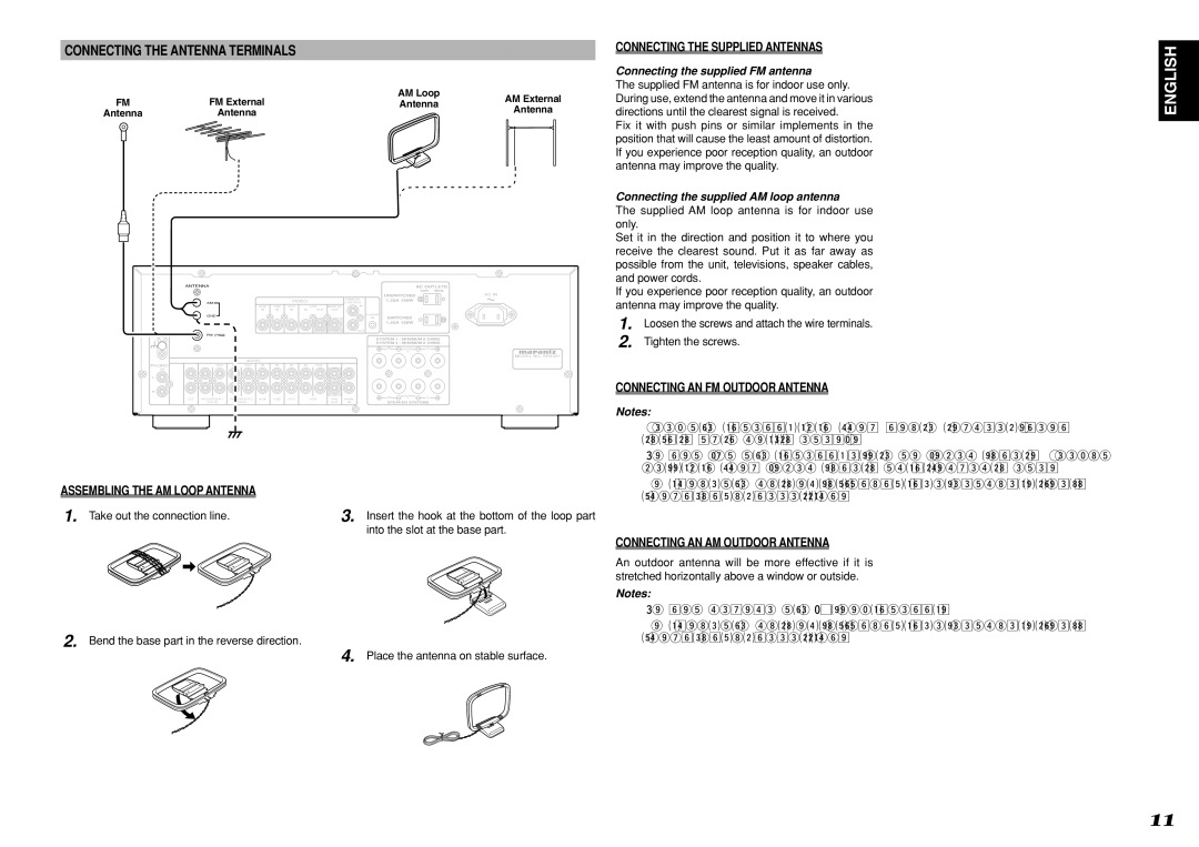 Marantz SR4021 manual Connecting the Antenna Terminals, Assembling the AM Loop Antenna, Connecting the Supplied Antennas 