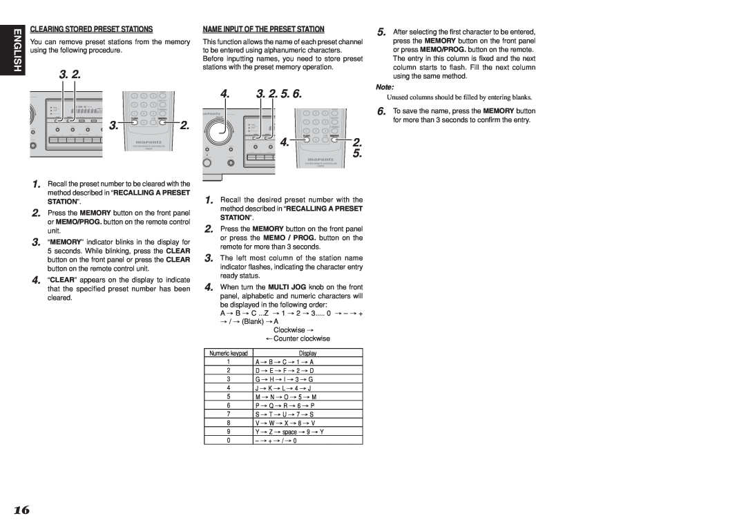 Marantz SR4021 manual Name Input Of The Preset Station, Clearing Stored Preset Stations, using the following procedure 