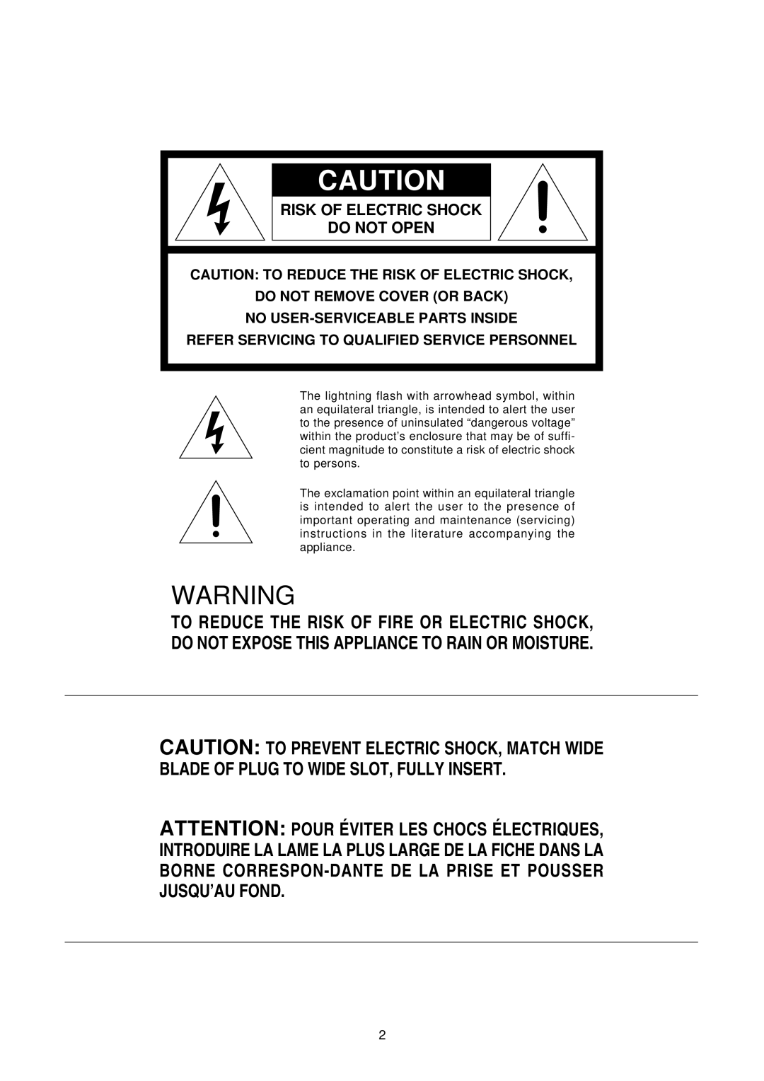 Marantz SR4120 manual Risk of Electric Shock Do not Open 