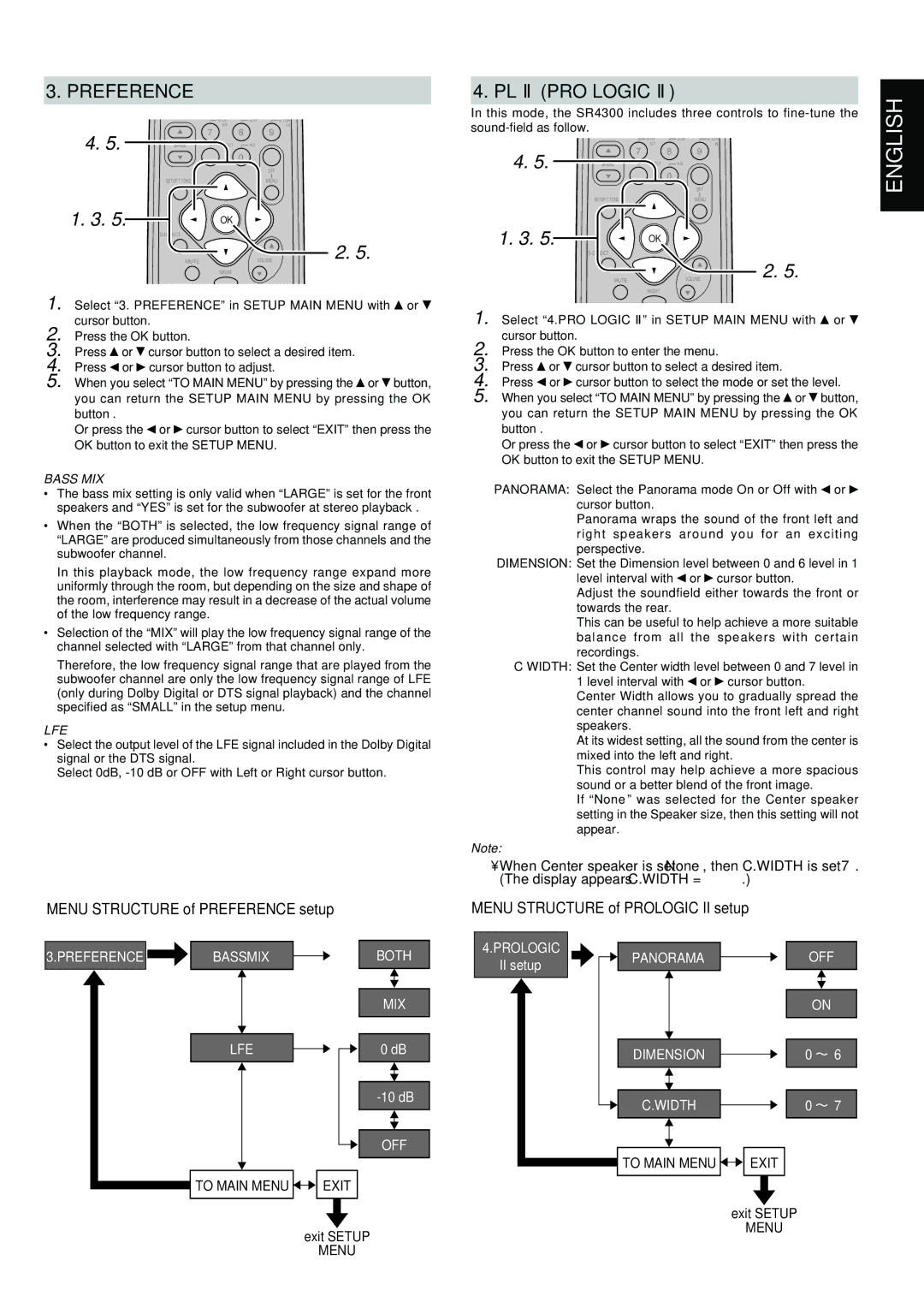 Marantz SR4300 manual Preference, PL II PRO Logic 