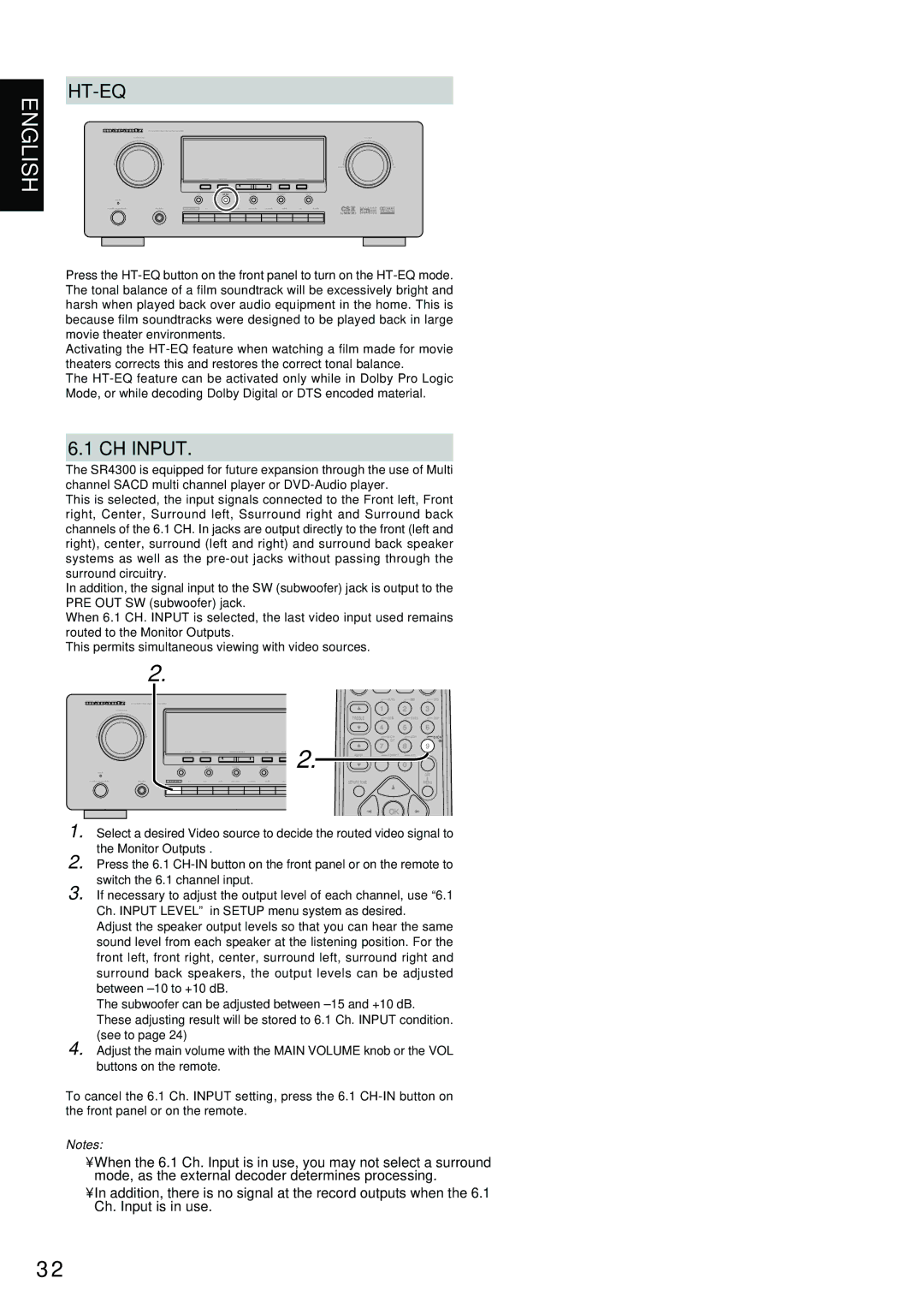Marantz SR4300 manual Ht-Eq, CH Input 