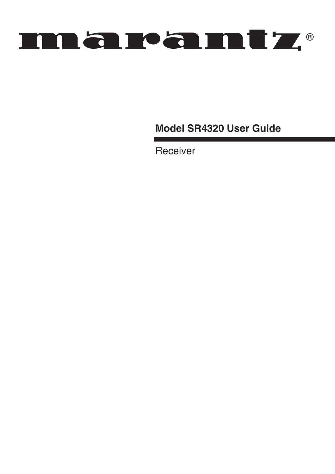 Marantz manual Model SR4320 User Guide 