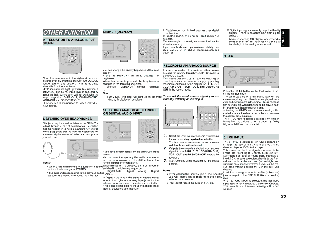Marantz SR4400 manual Other Function 