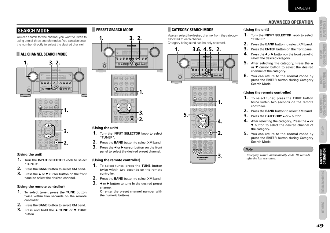 Marantz SR6004, SR5004 manual Category Search Mode 