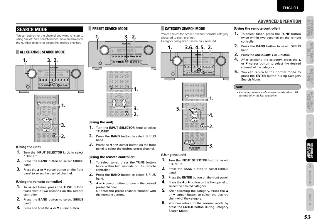 Marantz SR6004, SR5004 manual ALL Channel Search Mode, Preset Search Mode 