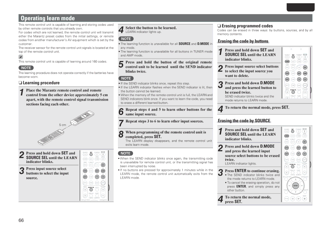 Marantz SR5005 manual Operating learn mode, NnLearning procedure 