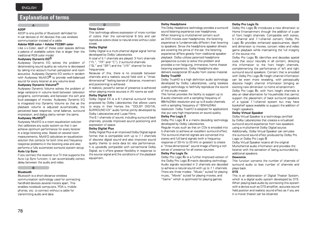 Marantz SR5005 manual Explanation of terms, English 