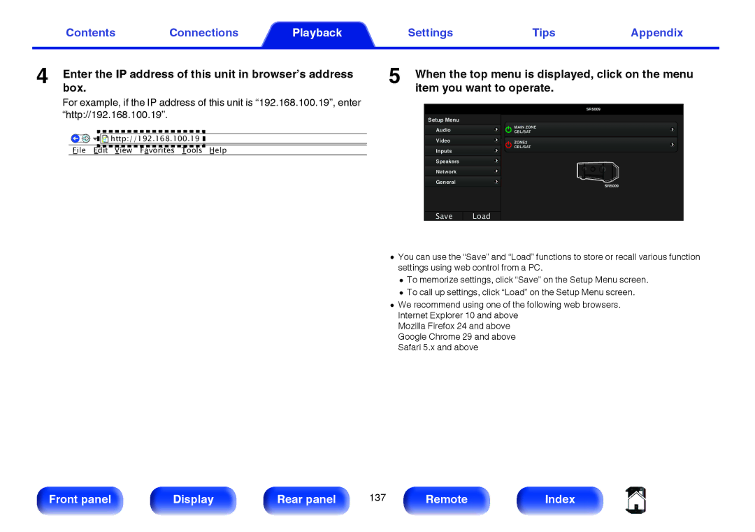 Marantz SR5009 owner manual Enterbox. the IP address of this unit in browser’s address 