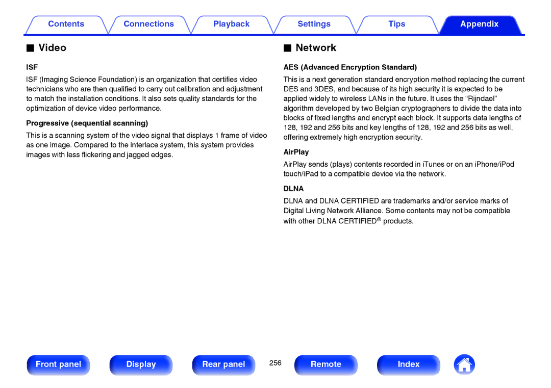 Marantz SR5009 owner manual Network, Isf, Dlna 