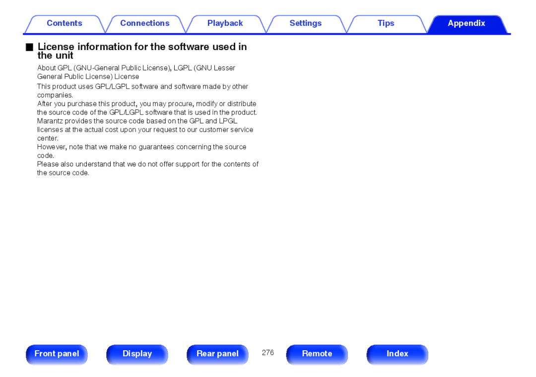 Marantz SR5009 owner manual License information for the software used in the unit 