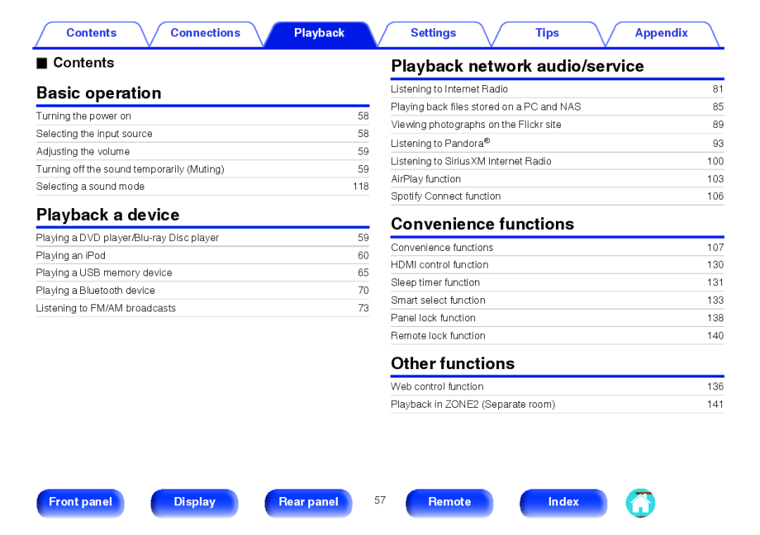 Marantz SR5009 owner manual Playback a device, Contents Basic operation 