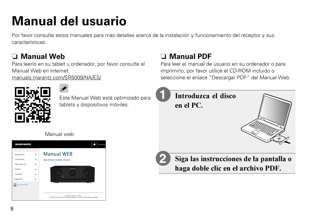 Marantz SR5009 quick start Manual del usuario, Nn Manual Web 