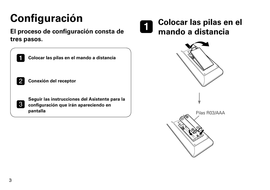 Marantz SR5009 quick start Configuración, El proceso de configuración consta de tres pasos 