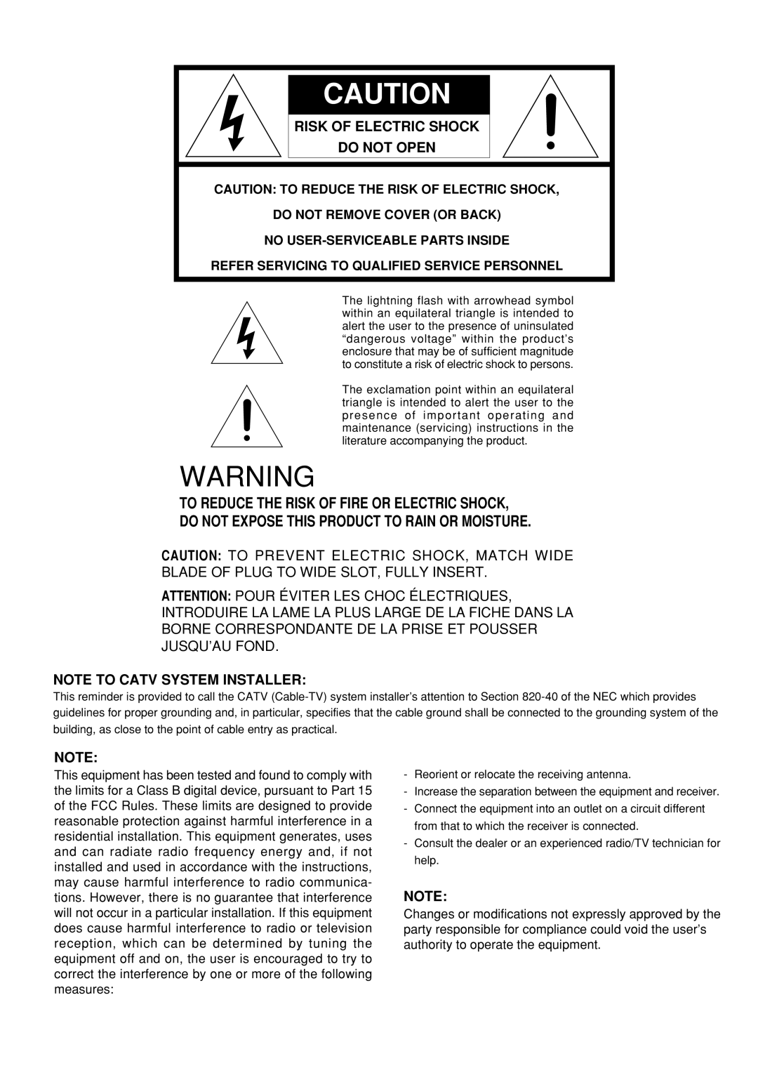 Marantz SR5300 manual Risk of Electric Shock 