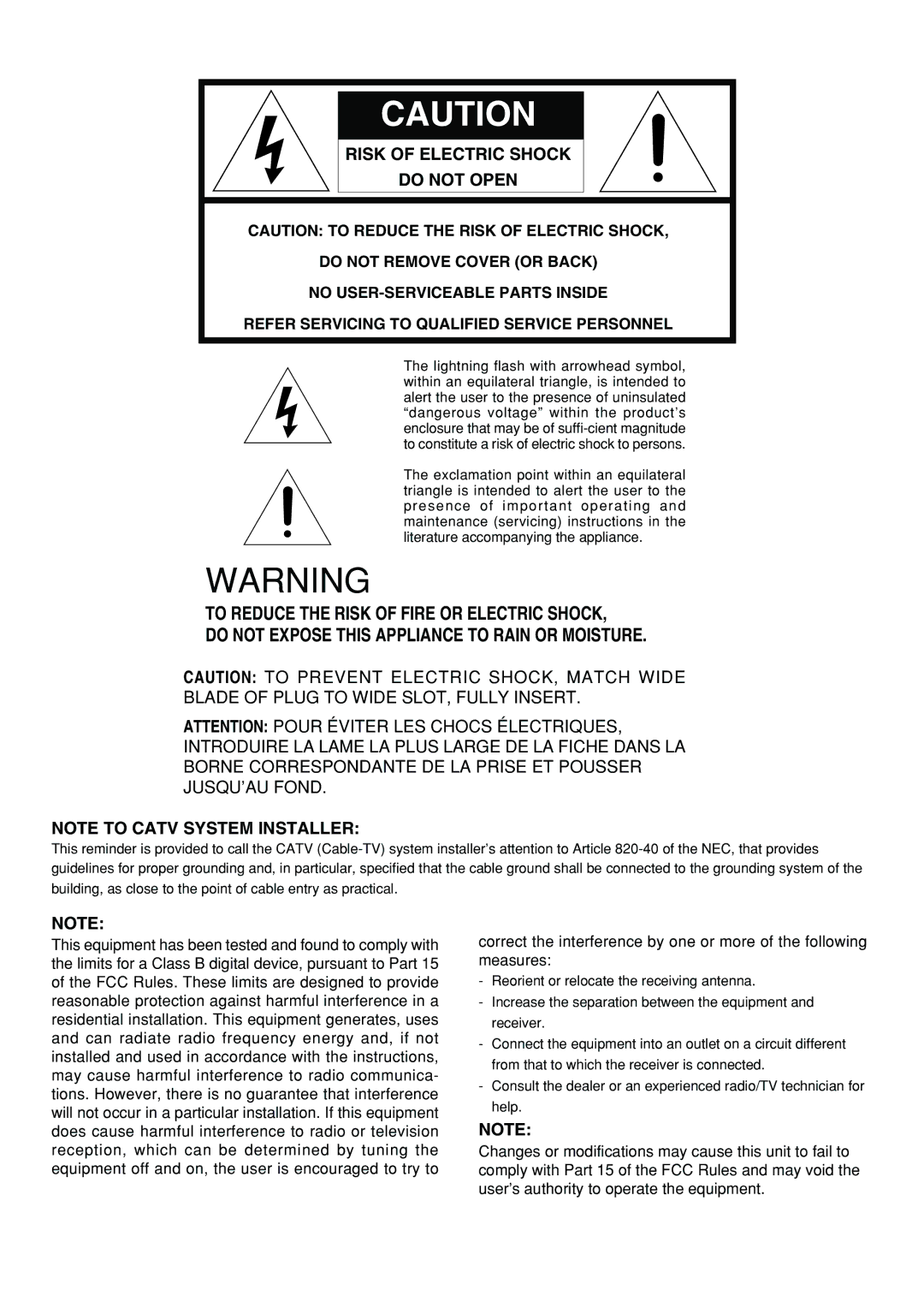 Marantz SR5300 manual Risk of Electric Shock 