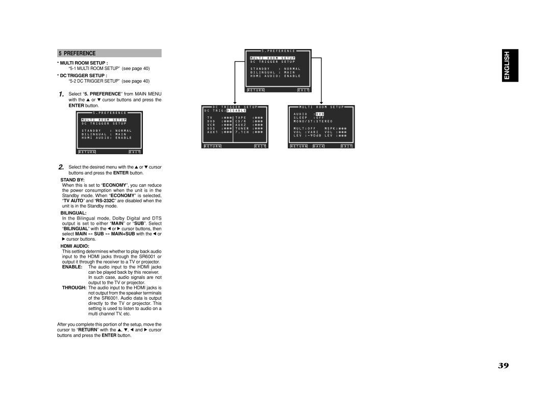 Marantz SR6001 manual Preference 