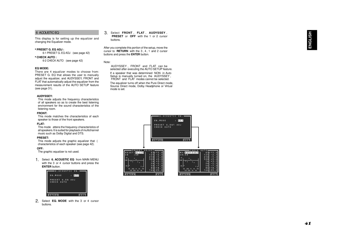 Marantz SR6001 manual Acoustic EQ 