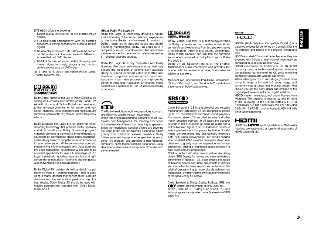 Marantz SR6001 manual About Dolby Pro Logic 