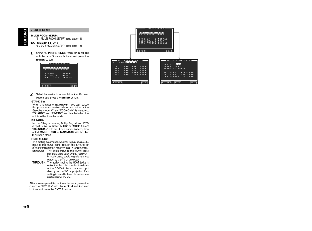 Marantz SR6001 manual Preference 