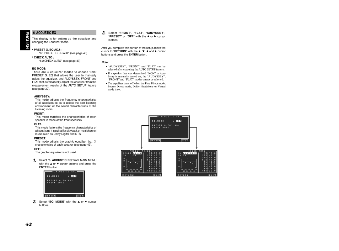 Marantz SR6001 manual Acoustic EQ 