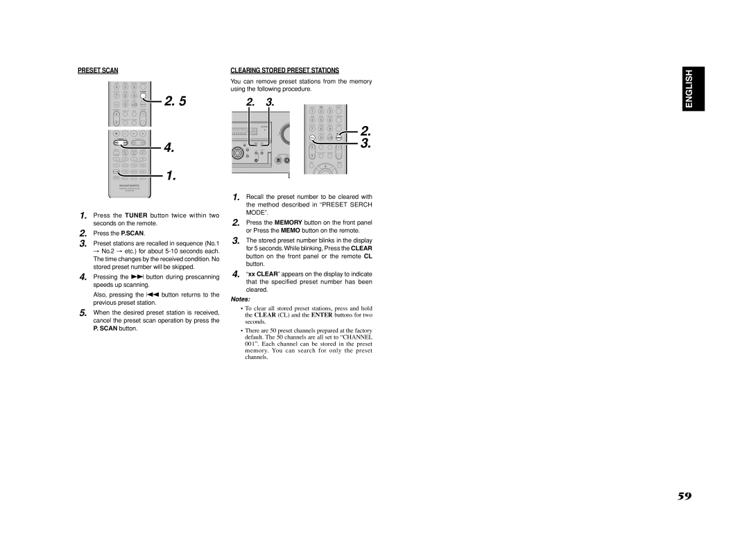 Marantz SR6001 manual Preset Scan, +10 