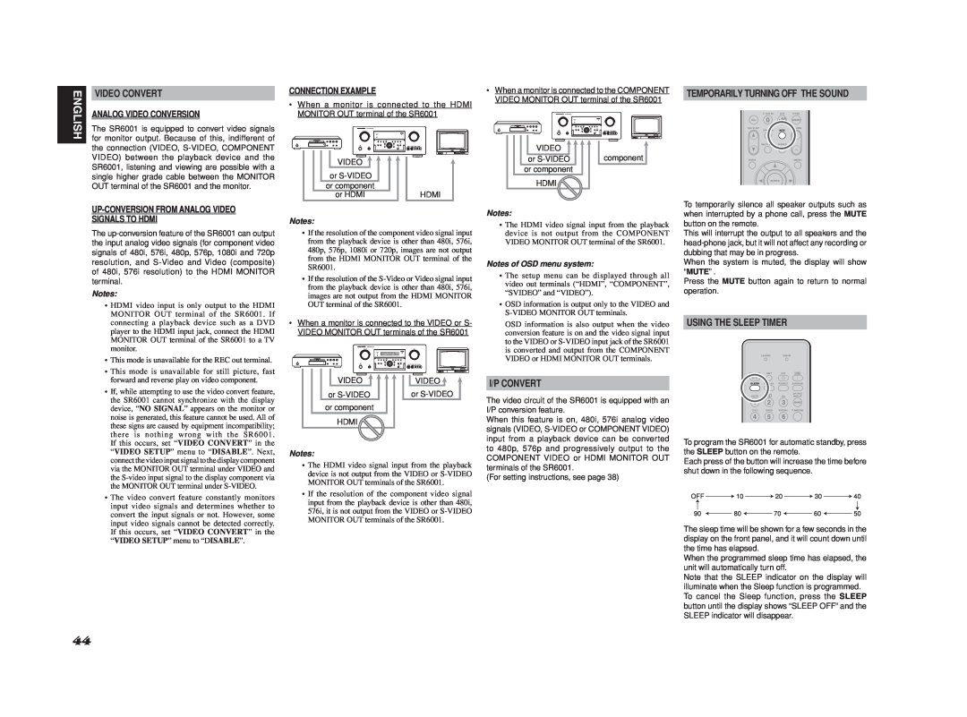 Marantz SR6001 manual English, Analog Video Conversion, Up-Conversionfrom Analog Video Signals To Hdmi, Connection Example 