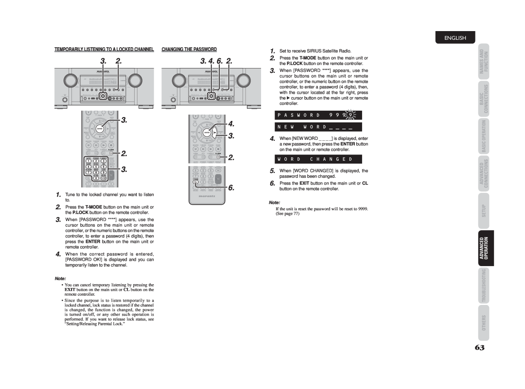 Marantz SR6003 manual 3.2 3 2 3, 3. 4. 6, English, Changing The Password, Names And, Function, Basic, Connections, Advanced 