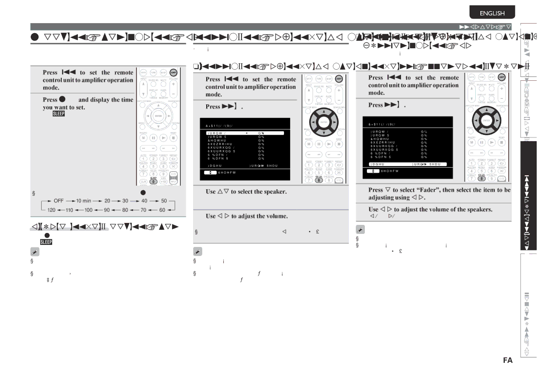 Marantz SR6005 manual Sleep timer function, Adjusting the volume of the speakers, To cancel the sleep timer 