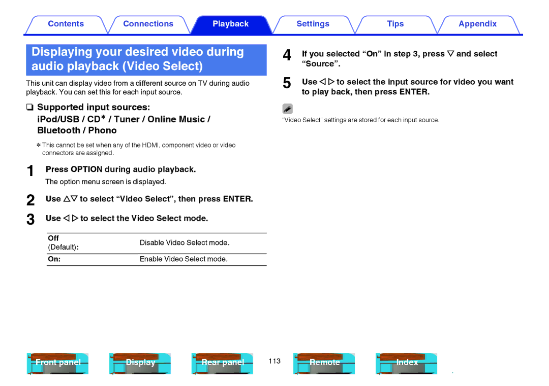 Marantz SR6009 owner manual Press Option during audio playback 