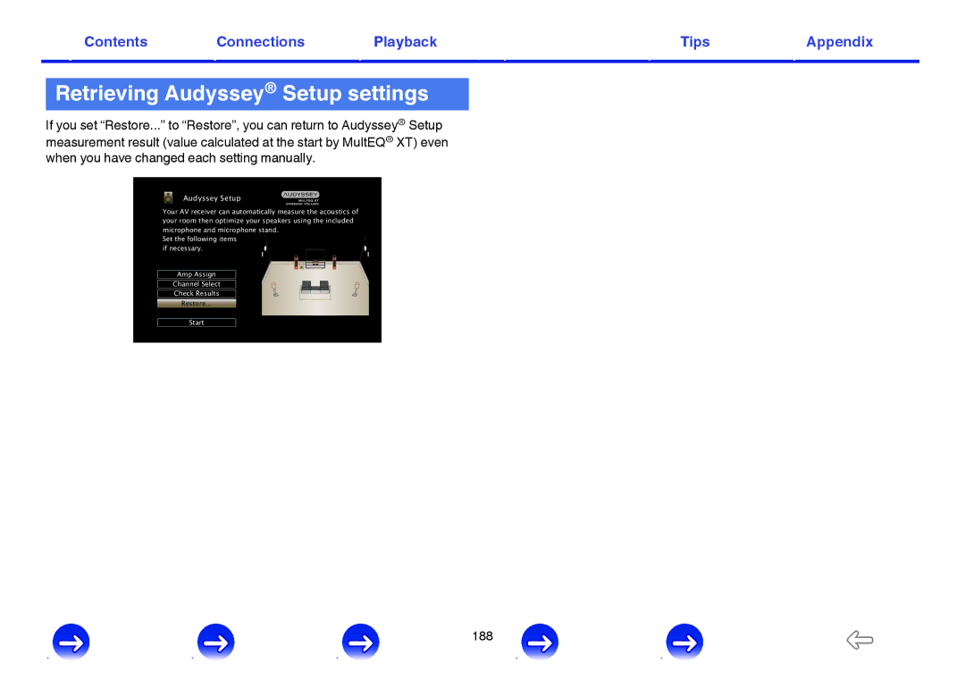 Marantz SR6009 owner manual Retrieving Audyssey Setup settings 