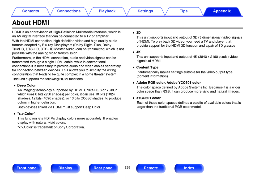 Marantz SR6009 owner manual About Hdmi 