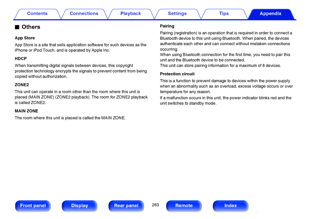 Marantz SR6009 Others, App Store, Room where this unit is placed is called the Main Zone, Pairing, Protection circuit 