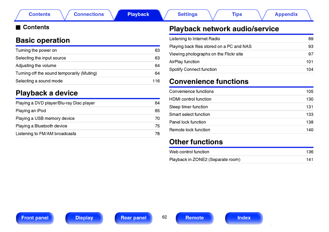 Marantz SR6009 owner manual Playback a device, Contents Basic operation 