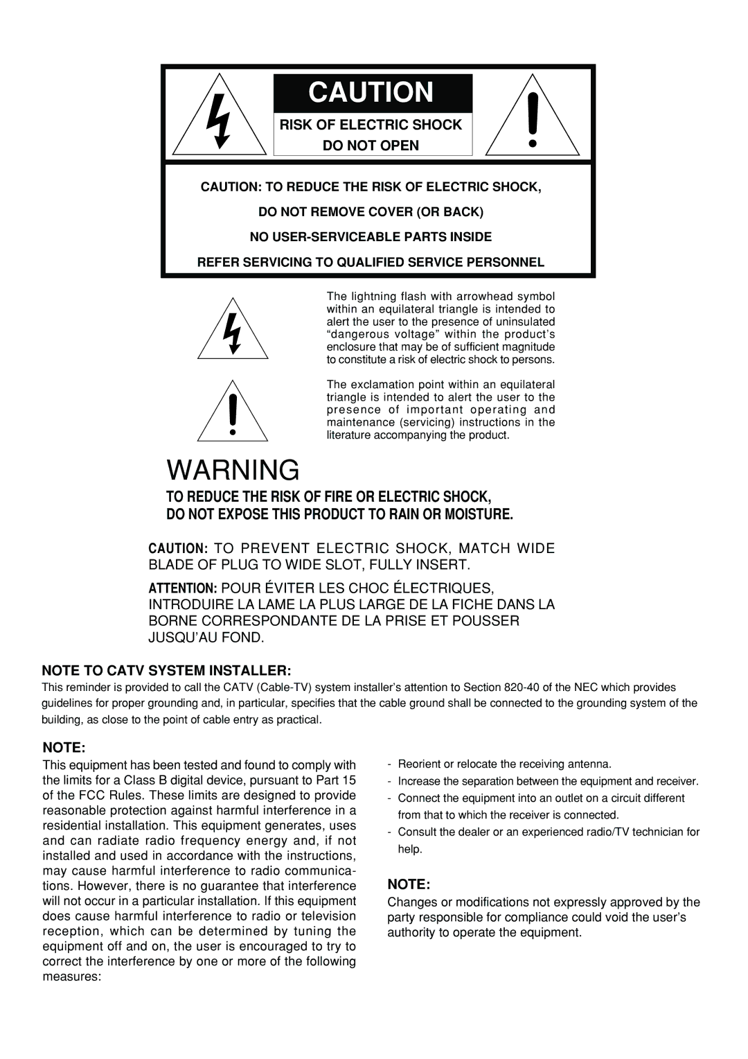 Marantz SR6300 manual Risk of Electric Shock 