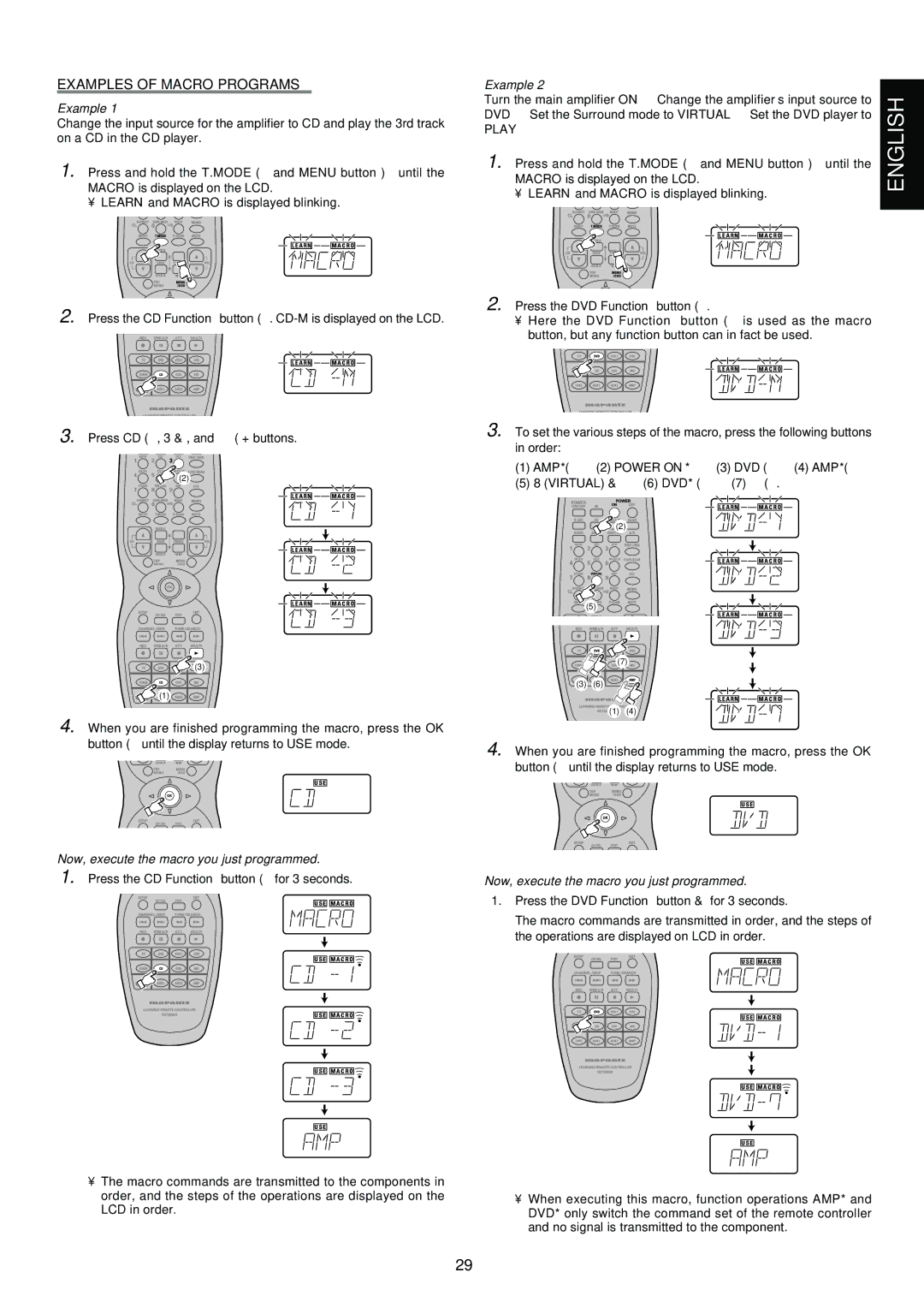 Marantz SR6300 manual Examples of Macro Programs, Now, execute the macro you just programmed, Play 