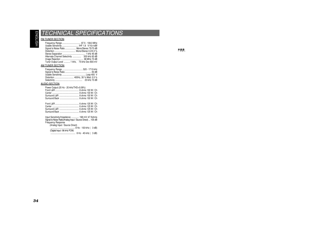 Marantz SR6400 manual Technical Specifications Dimensions 