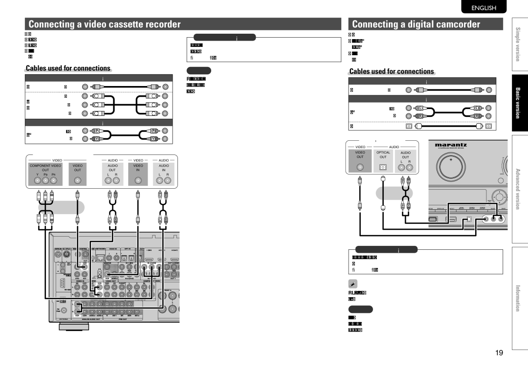 Marantz SR7005 manual Connecting a digital camcorder, Compatible device vpage 